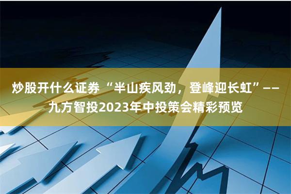 炒股开什么证券 “半山疾风劲，登峰迎长虹”——九方智投2023年中投策会精彩预览